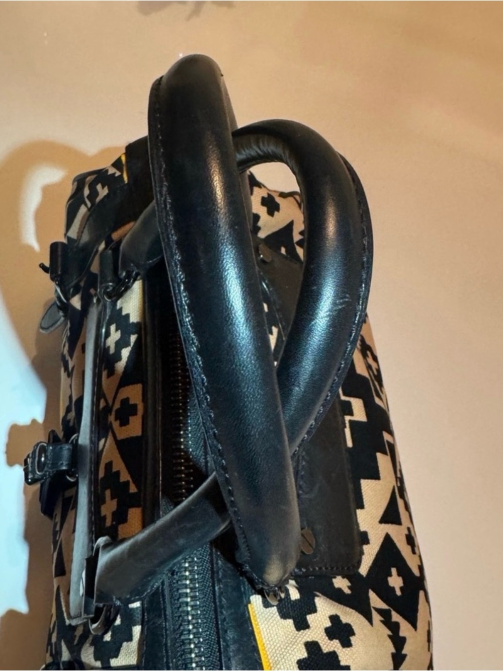 L.A.M.B. Multicolor Aztec Print Canvas & Leather Satchel w gunmetal hardware! - Picture 3 of 11